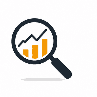 Magnifying glass over analytics chart